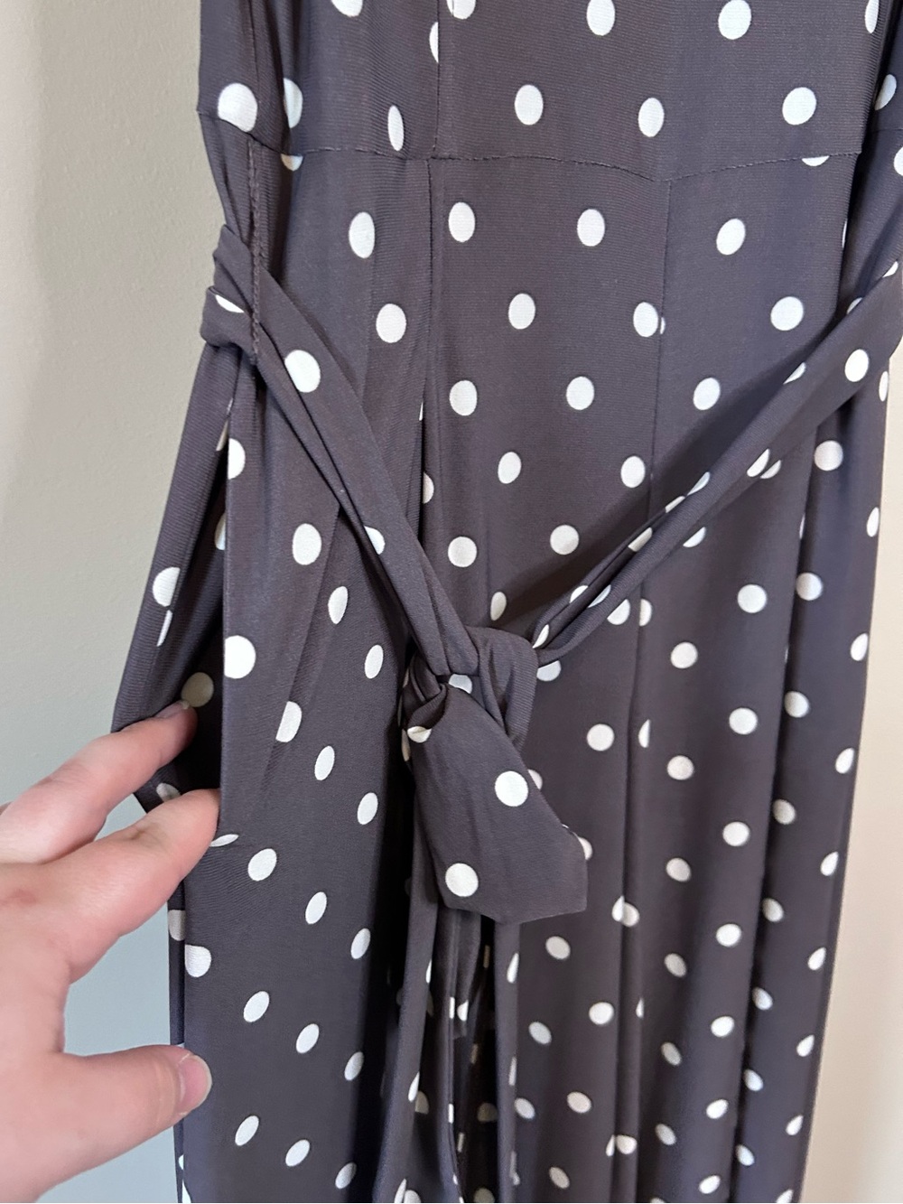 Lauren Ralph Lauren Dark Purple Lavender Polka Dot Wide Leg Jumpsuit Size 10 - Picture 7 of 9